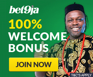 Register at Bet9ja using the promotion code YOHAIG for a N100,000 welcome bonus